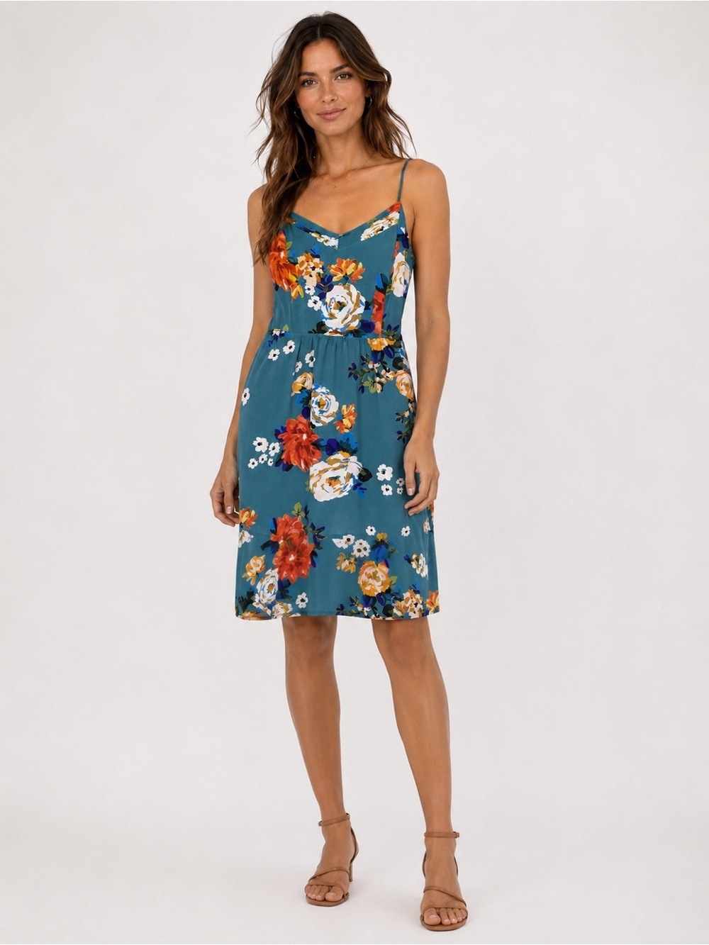 Antropologie Moulinette Soeurs Green Rose Bouquet Slim Strap Dress